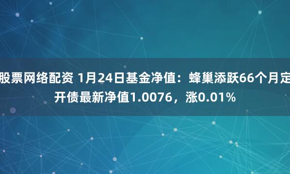 股票网络配资 1月24日基金净值：蜂巢添跃66个月定开债最新净值1.0076，涨0.01%