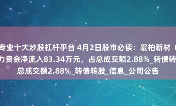 专业十大炒股杠杆平台 4月2日股市必读：宏柏新材（605366）当日主力资金净流入83.34万元，占总成交额2.88%_转债转股_信息_公司公告