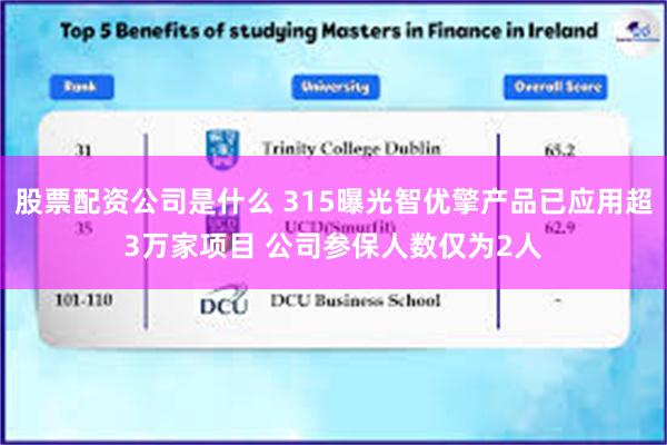股票配资公司是什么 315曝光智优擎产品已应用超3万家项目 公司参保人数仅为2人