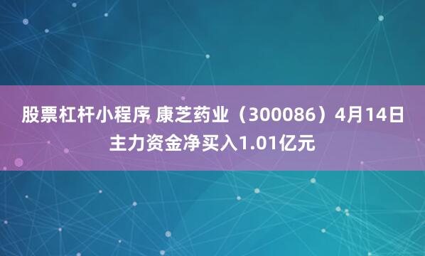 股票杠杆小程序 康芝药业（300086）4月14日主力资金净买入1.01亿元