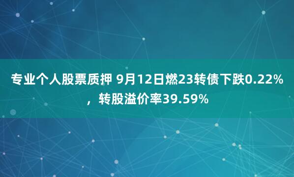 专业个人股票质押 9月12日燃23转债下跌0.22%，转股溢价率39.59%