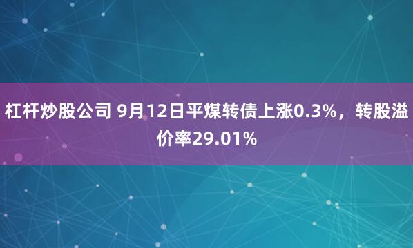 杠杆炒股公司 9月12日平煤转债上涨0.3%，转股溢价率29.01%