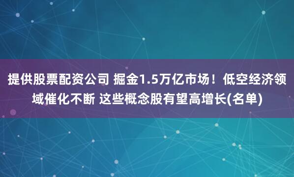 提供股票配资公司 掘金1.5万亿市场！低空经济领域催化不断 这些概念股有望高增长(名单)